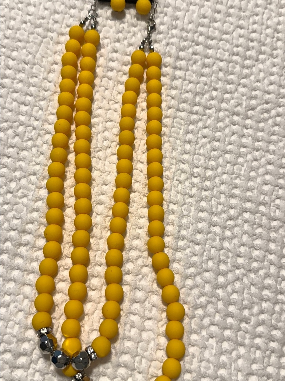 paparazzi Vibrant Yellow Matte Beaded Necklace with Metallic Accents